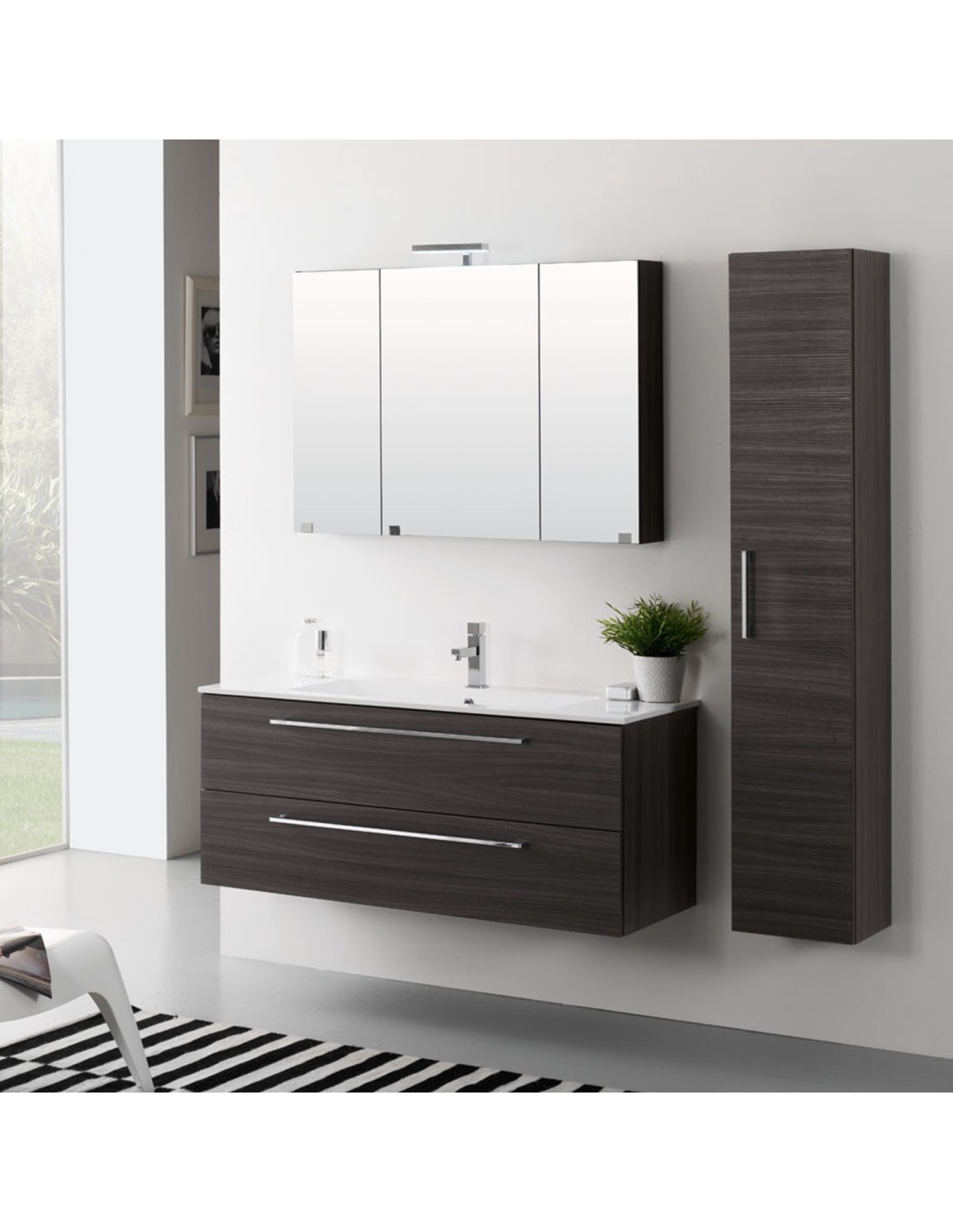 Maranello mobile bagno sospeso cm 150x190x46 palissandro