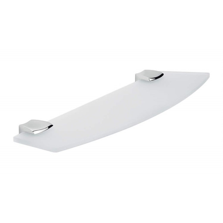 Mensola da bagno curva in vetro opaco e finitura cromata 60 cm - Colombo Design