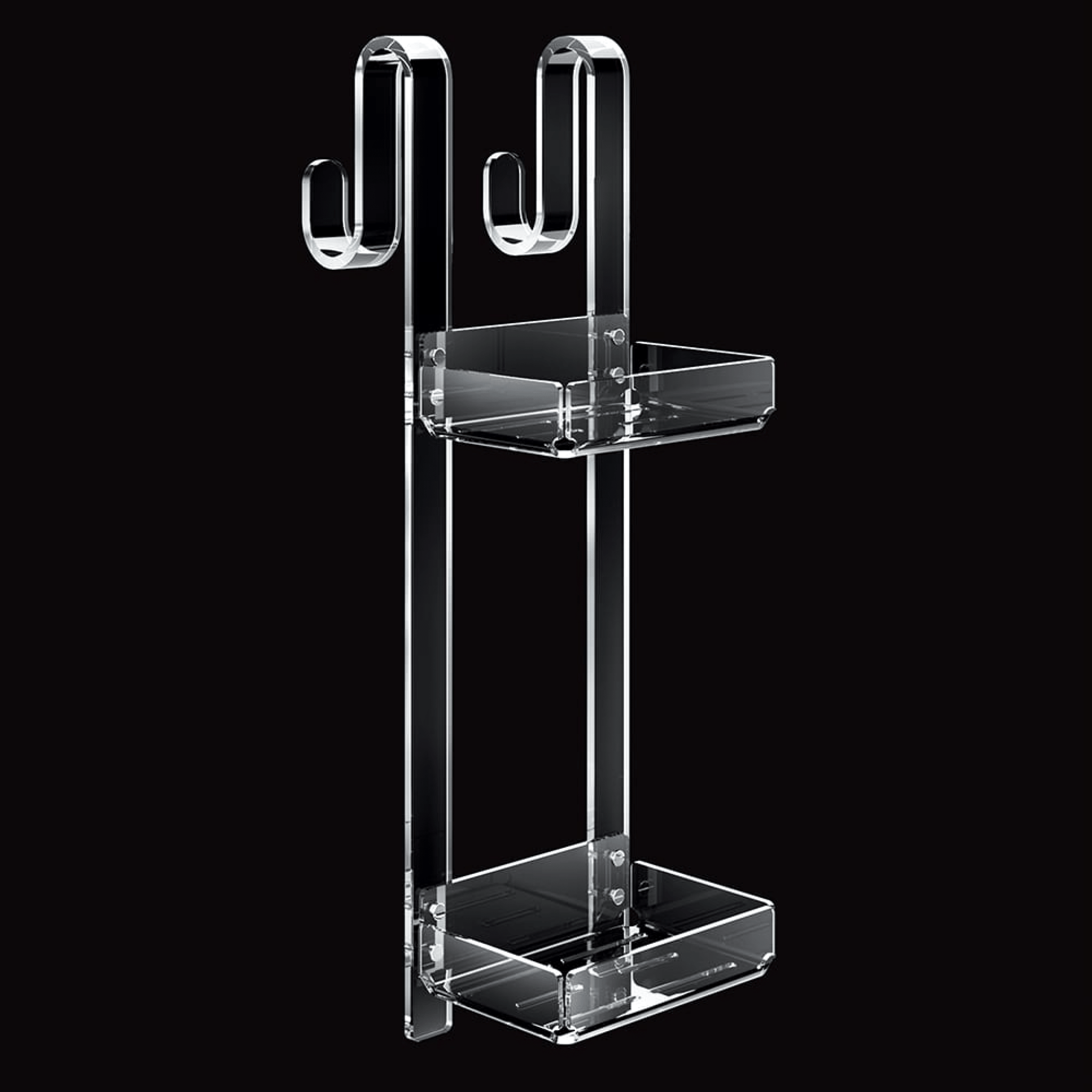 Mensola Doccia Rettangoalre a 2 Ripiani TlBath "For Box" Trasparente