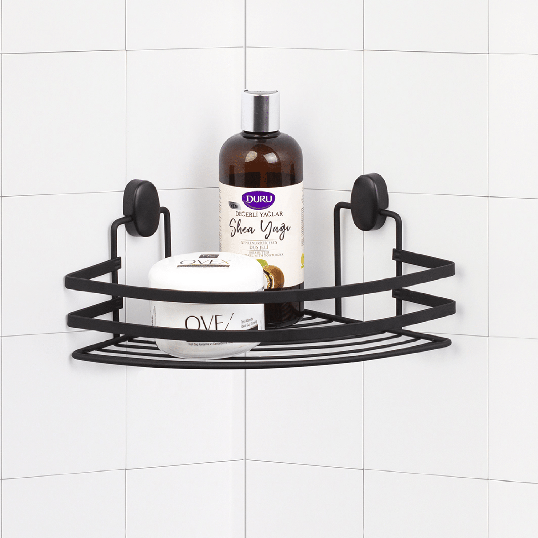 Mensola Doccia Angolare a 1 Ripiano Feridras "Cover Black" Nero