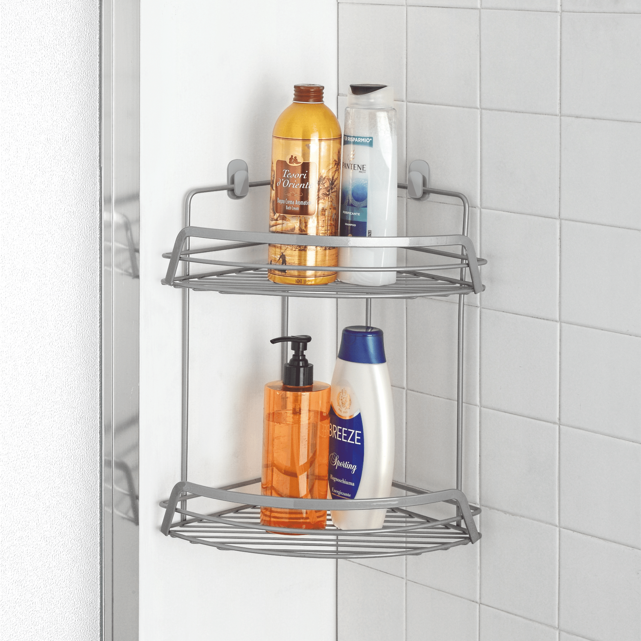 Mensola Doccia Angolare a 2 Ripiani Feridras "Linda 2.0" Cromo Satinato