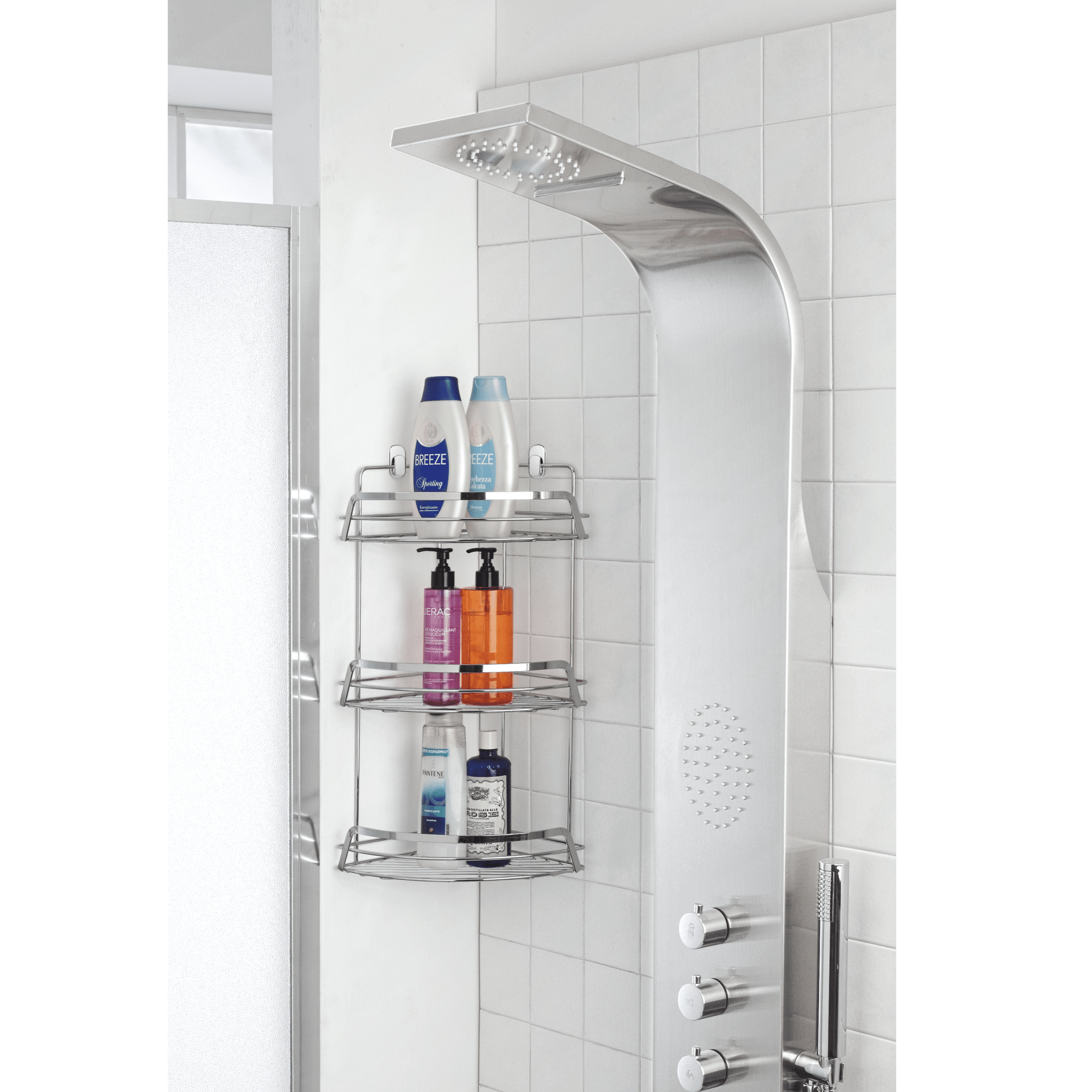 Mensola Doccia Angolare a 3 Ripiani Feridras "Linda 2.0" Cromo Satinato