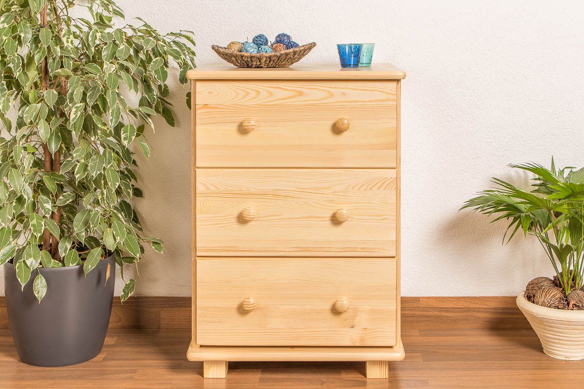 Cassettiera in pino massello naturale 023 - 78 x 55 x 42 cm (h x l x p)