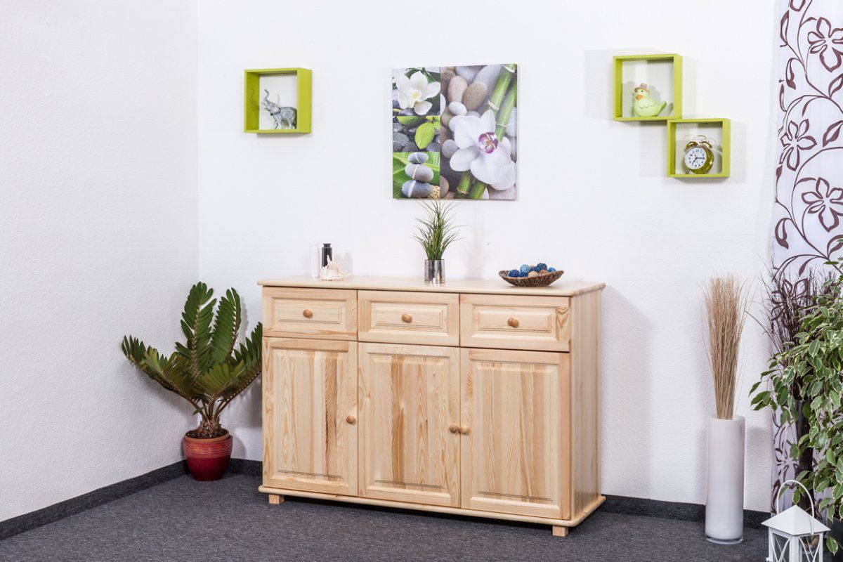 Cassettiera in pino massello naturale 009 - 100 x 150 x 42 cm (h x l x p)