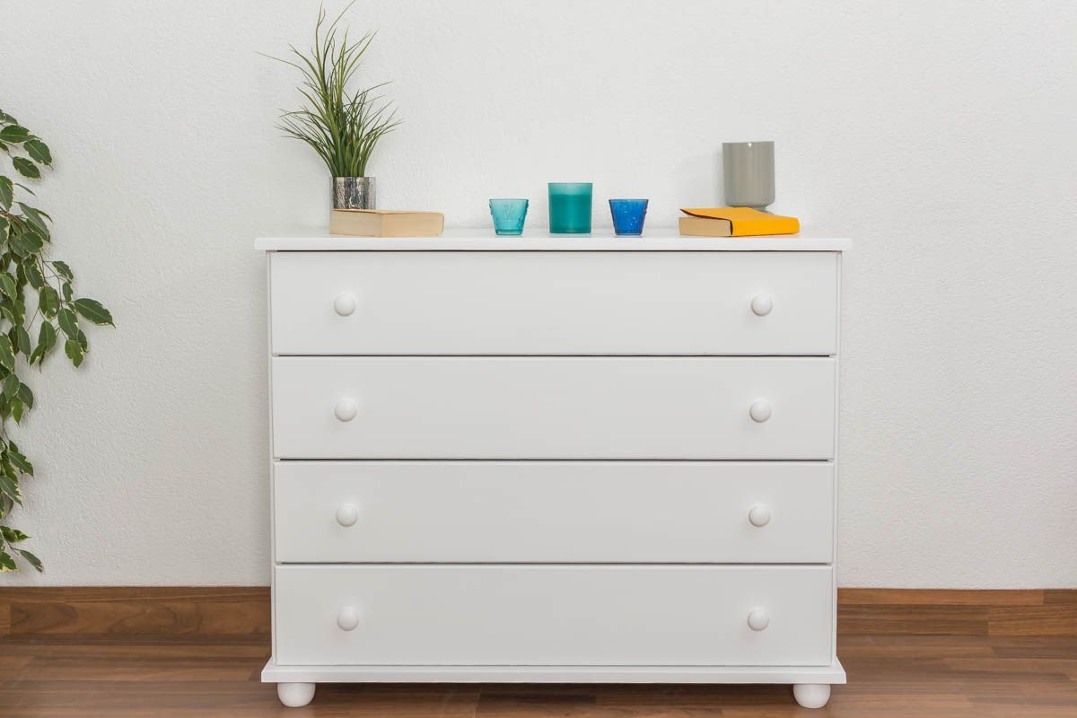 Cassettiera in pino massello laccato bianco "Junco 137" - 82 x 100 x 42 cm (h x l x p)