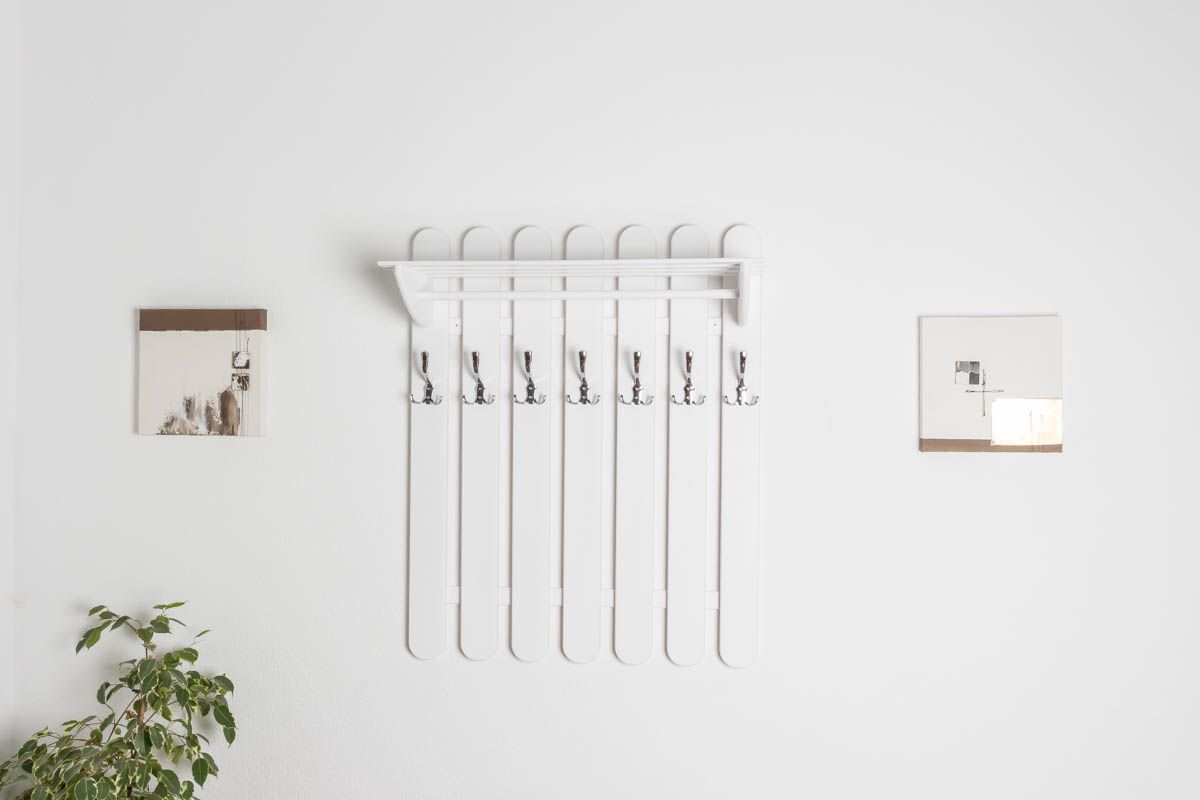 Appendiabiti in pino massello laccato bianco "Junco 346" - 100 x 80 x 33 (h x l x p)