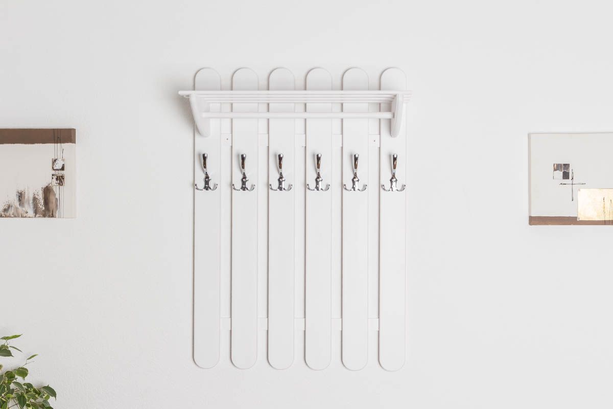 Appendiabiti in pino massello laccato bianco "Junco 347" - 100 x 70 x 33 (h x l x p)