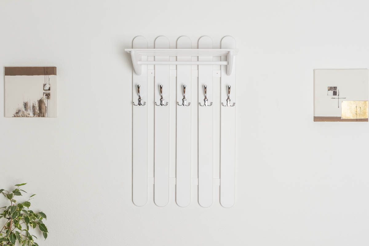 Appendiabiti in pino massello laccato bianco "Junco 348" - 100 x 60 x 33 (h x l x p)