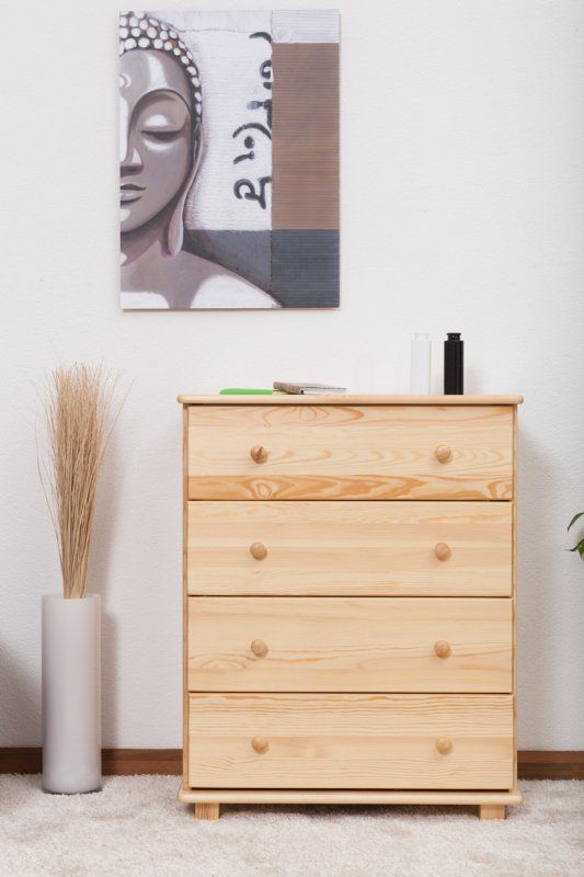 Cassettiera in pino massello naturale 016 - 100 x 100 x 42 cm (h x l x p)