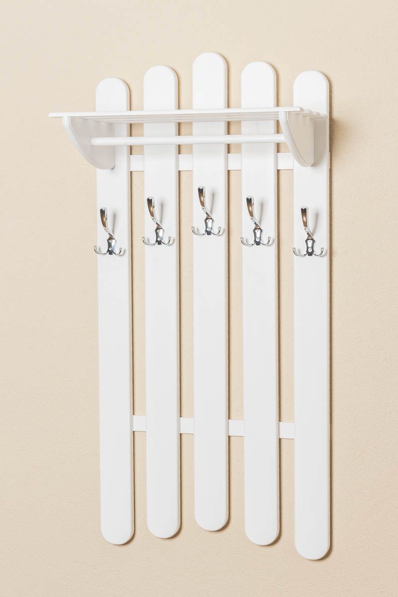 Appendiabiti in pino massello laccato bianco "Junco 344" - 125 x 60 x 33 (h x l x p)