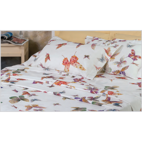mirabello butterfly completo lenzuola matrimoniale bianco 250x290 cm