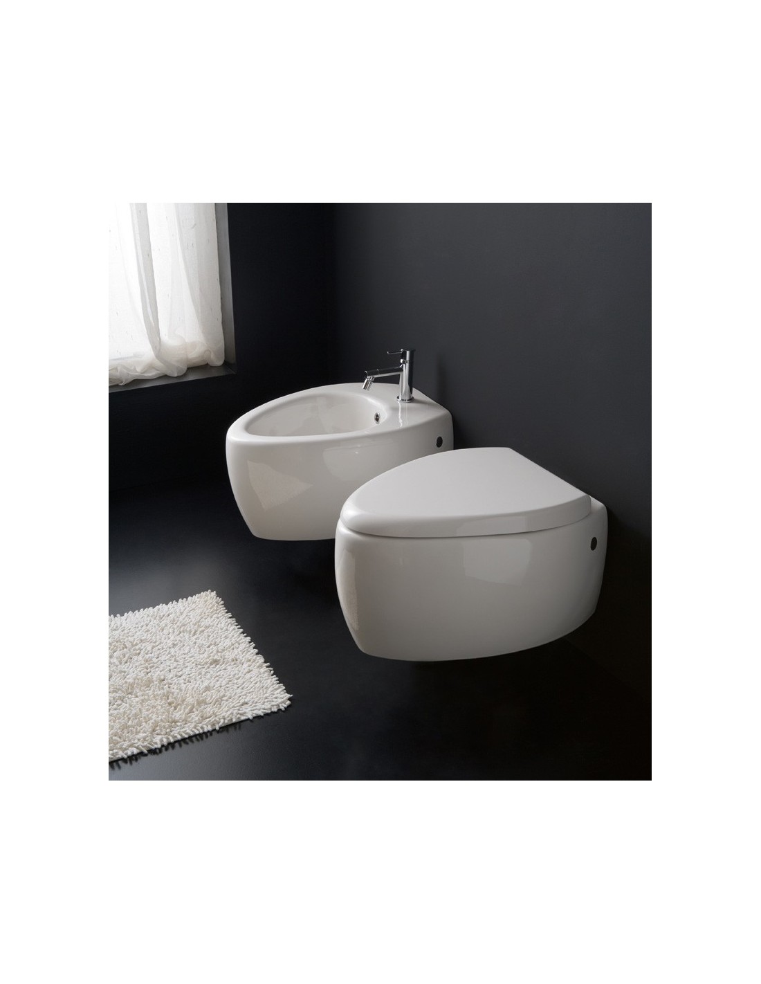 Scarabeo Ceramiche - Moai sospeso Wc + bidet + coprivaso