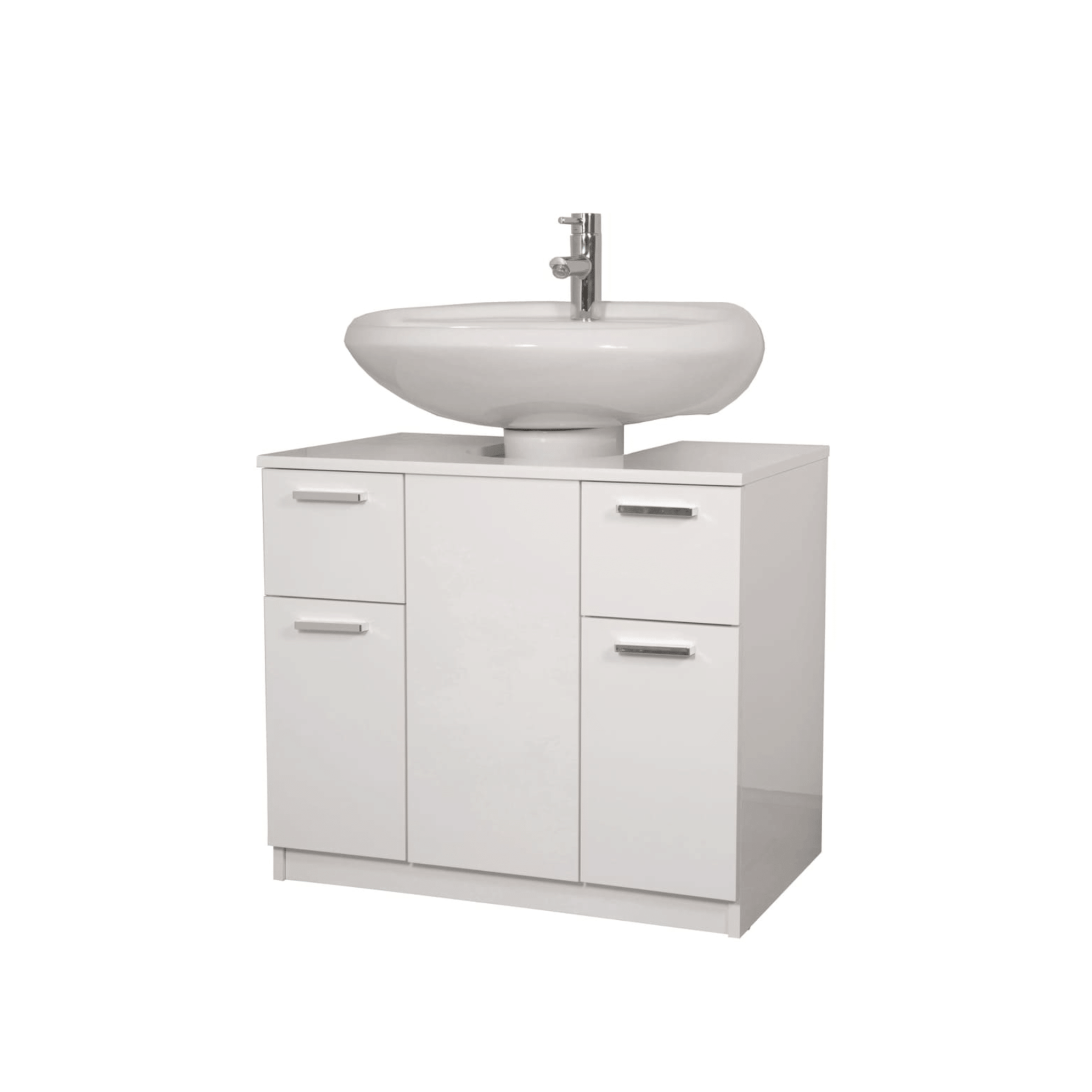 Mobile Bagno a Terra 70 Cm Due Ante Due Cassetti Savini "Classica" Bianco Lucido