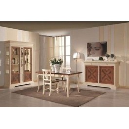 VETRINA INTARSIATA LEGNO AVORIO E NOCE DESIGN VENETO