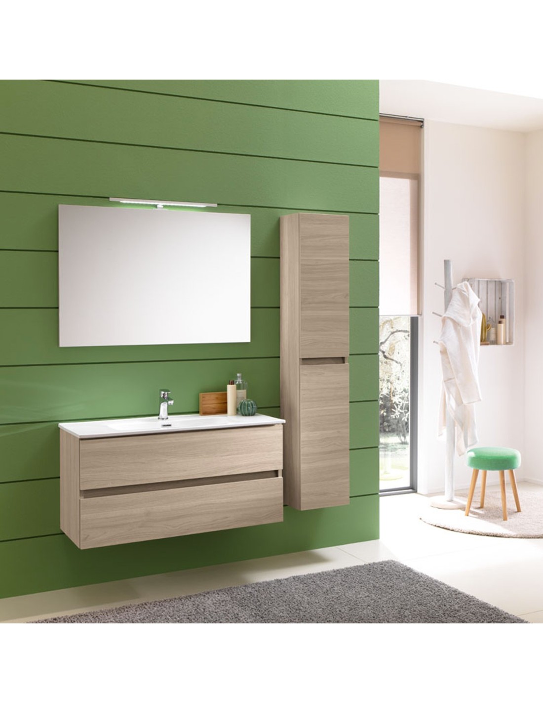 Kora mobile da bagno sospeso Mobile da bagno sospeso 130x190x46 finitura olmo rosseau