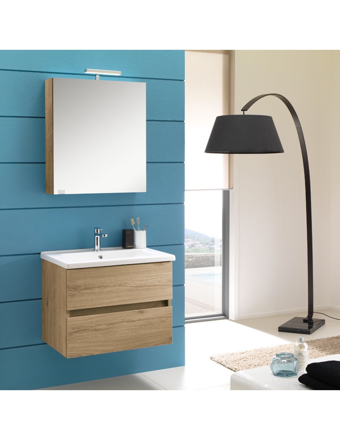 Kora mobile bagno sospeso Mobile cm 60x190x46 rovere nabucco