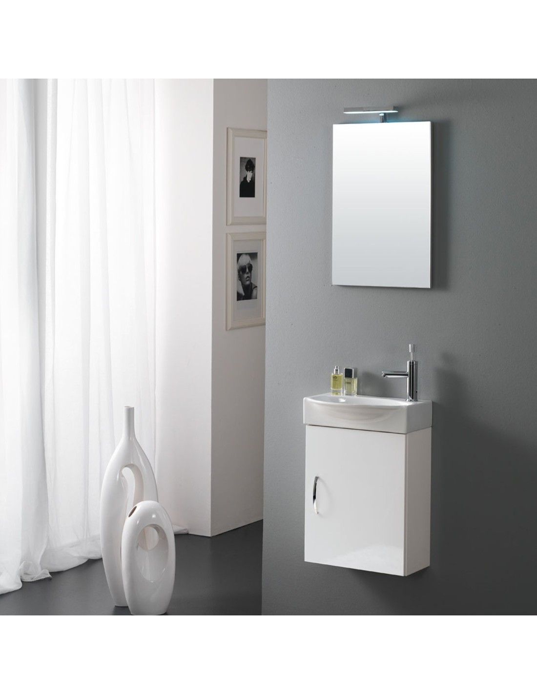 Mobile da bagno sospeso mini 42 bianco lucido
