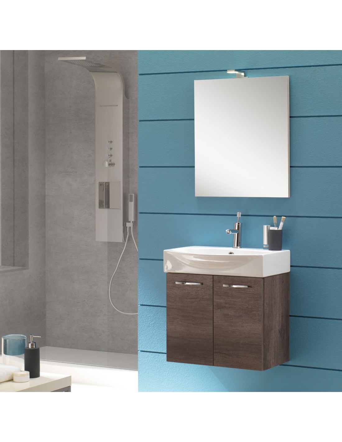MOBILE DA BAGNO SOSPESO MINI50, COLORE ROVERE SCURO