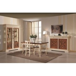 VETRINA LIBRERIA INTARSIATA LEGNO AVORIO E NOCE DESIGN VENETO