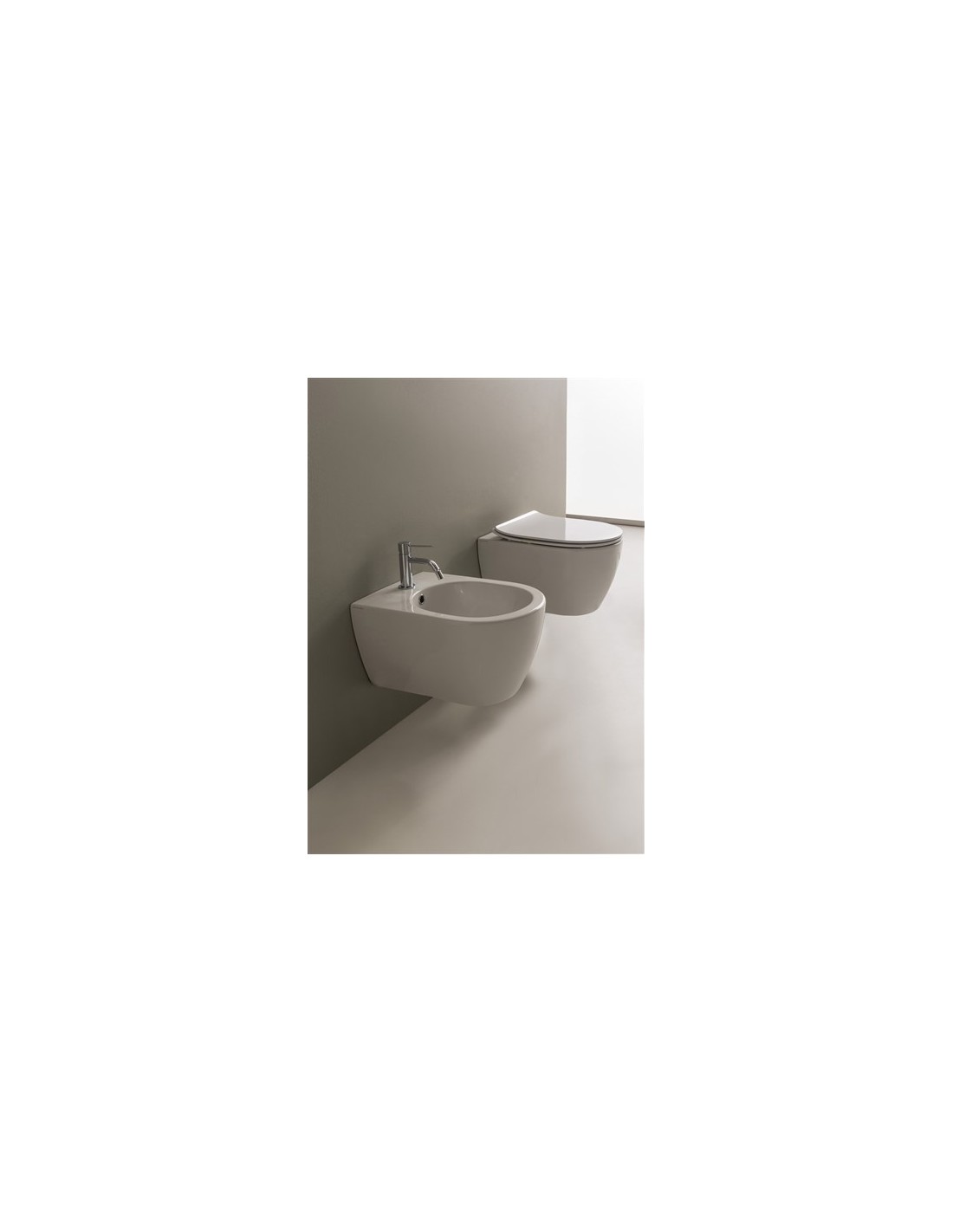 Moon Senza brida Scarabeo filomuro 54 cm Wc + bidet + coprivaso