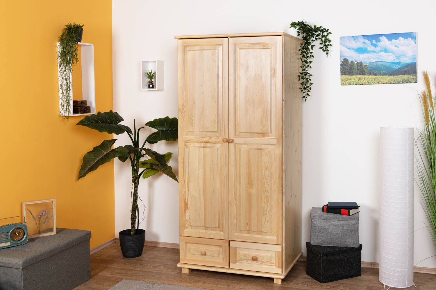 Armadio "013", pino massiccio, finitura naturale - 190 x 80 x 60 cm (h x l x p)