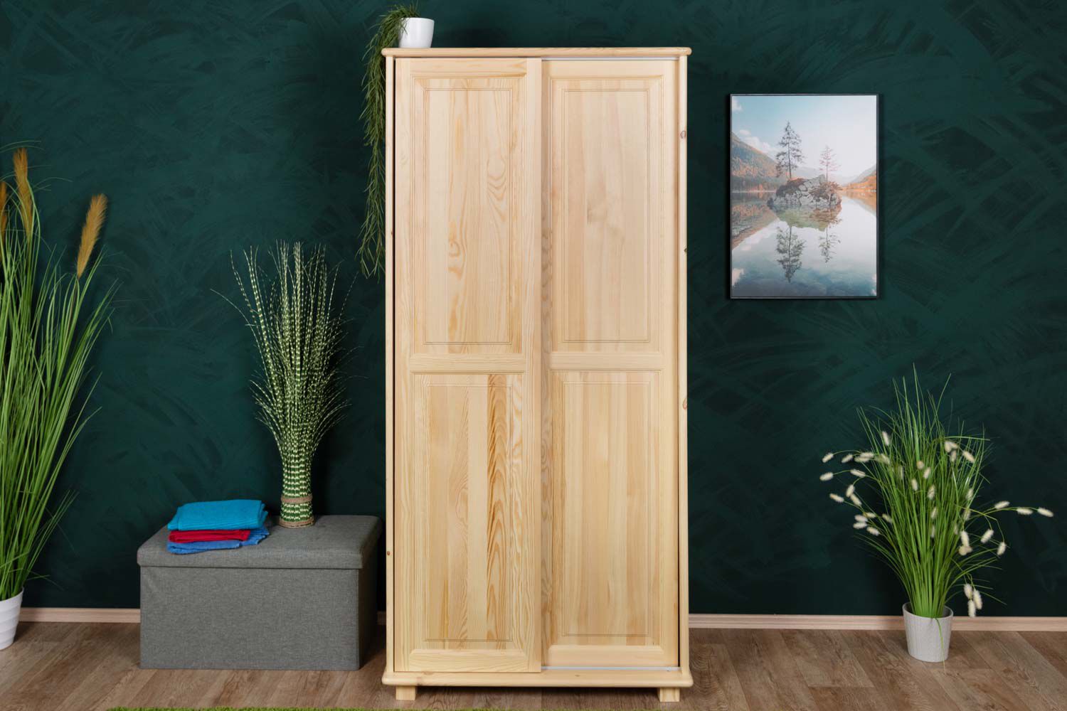 Armadio "014", pino massiccio, finitura naturale - 190 x 90 x 60 cm (h x l x p)