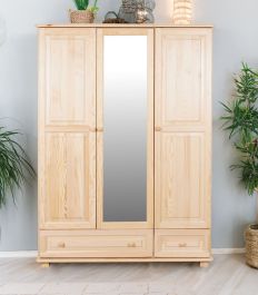 Armadio "019", pino massiccio, naturale - 190 x 120 x 60 cm (h x l x p)