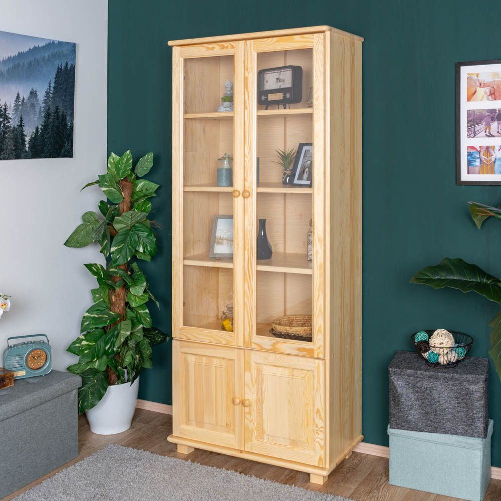 Vetrinetta "B009", pino massiccio, finitura naturale - 190 x 80 x 42 cm (h x l x p)