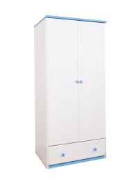 Armadio "003", pino massiccio, blu - 160 x 80 x 60 cm (h x l x p)