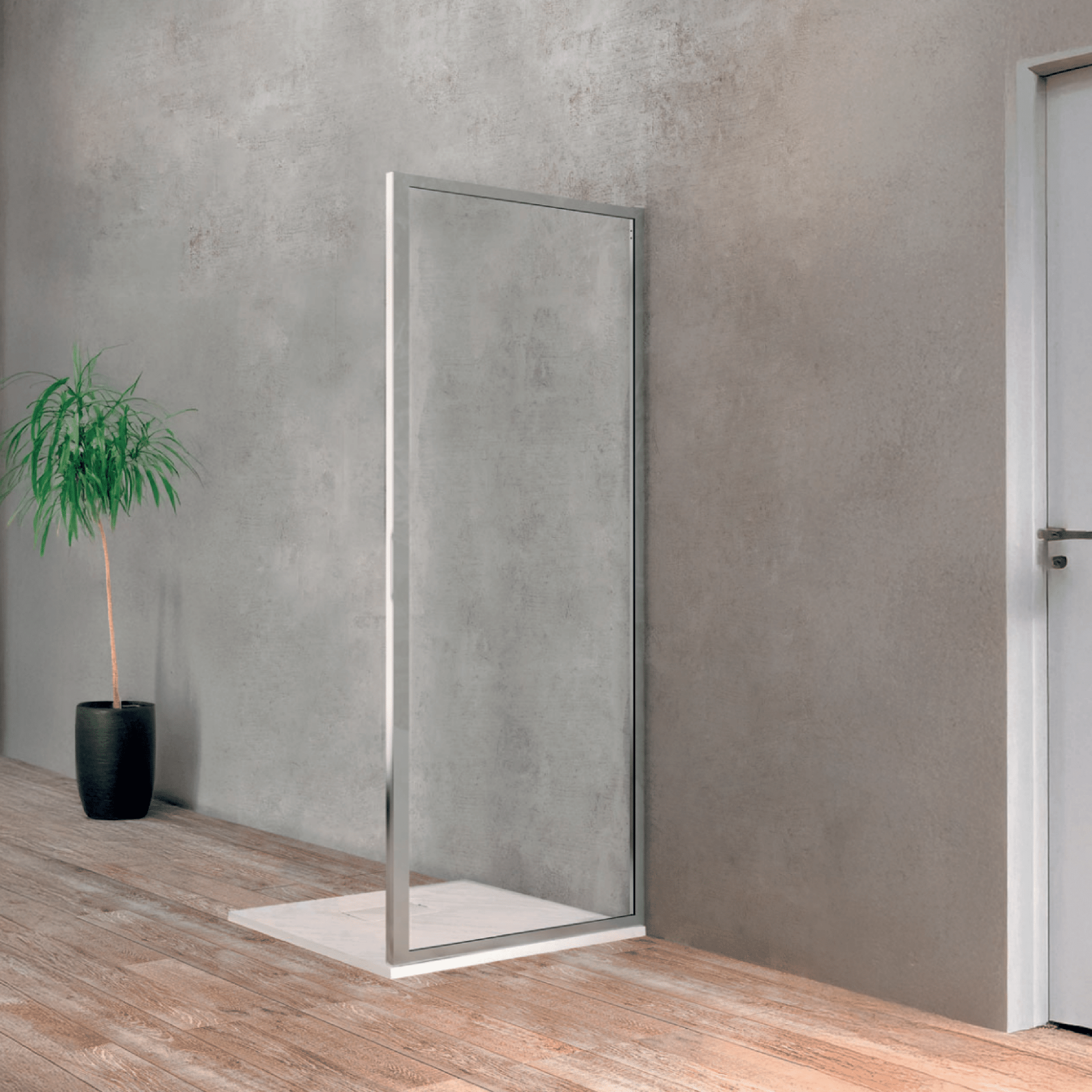 Parete Fissa Per Box Doccia Angolare 90 Cm Ercos "Gold" Cromo Lucido/Vetro Trasparente