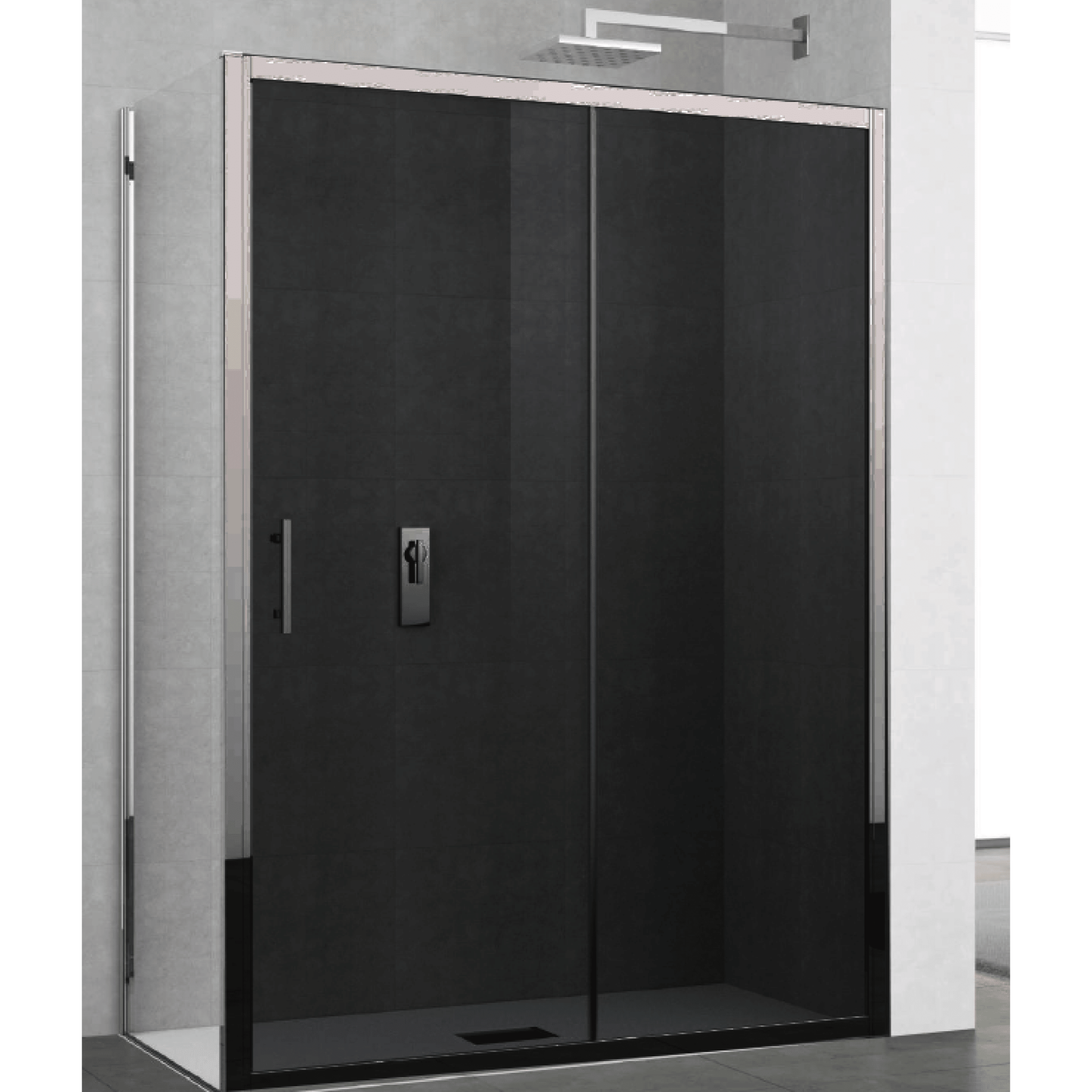 Parete Fissa Per Box Doccia Scorrevole Angolare 70 Cm Novellini "Elyane" Argento Lucido/Vetro Trasparente