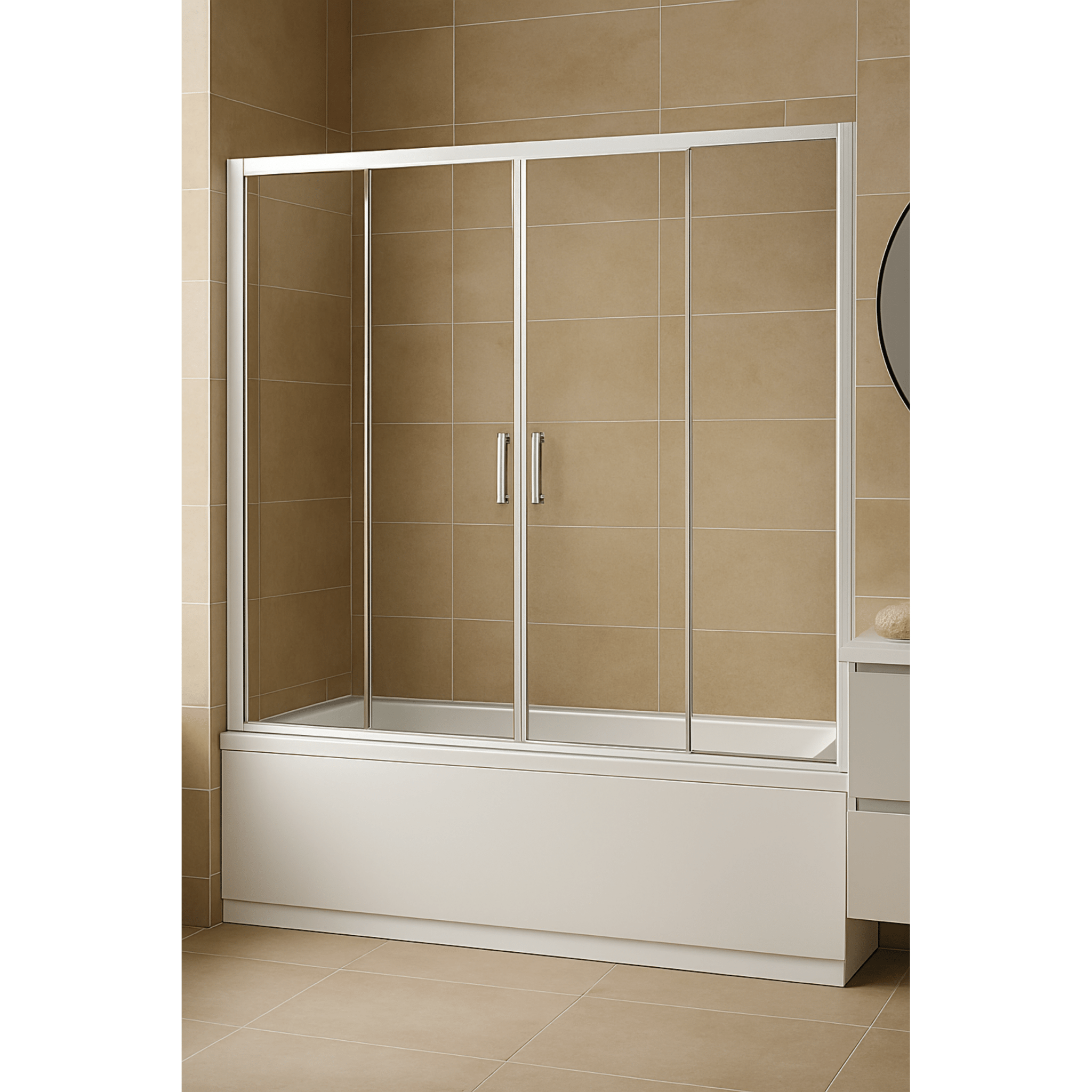 Parete Sopravasca a Due Ante Scorrevoli 150 Cm Giava Bianco/Vetro Trasparente