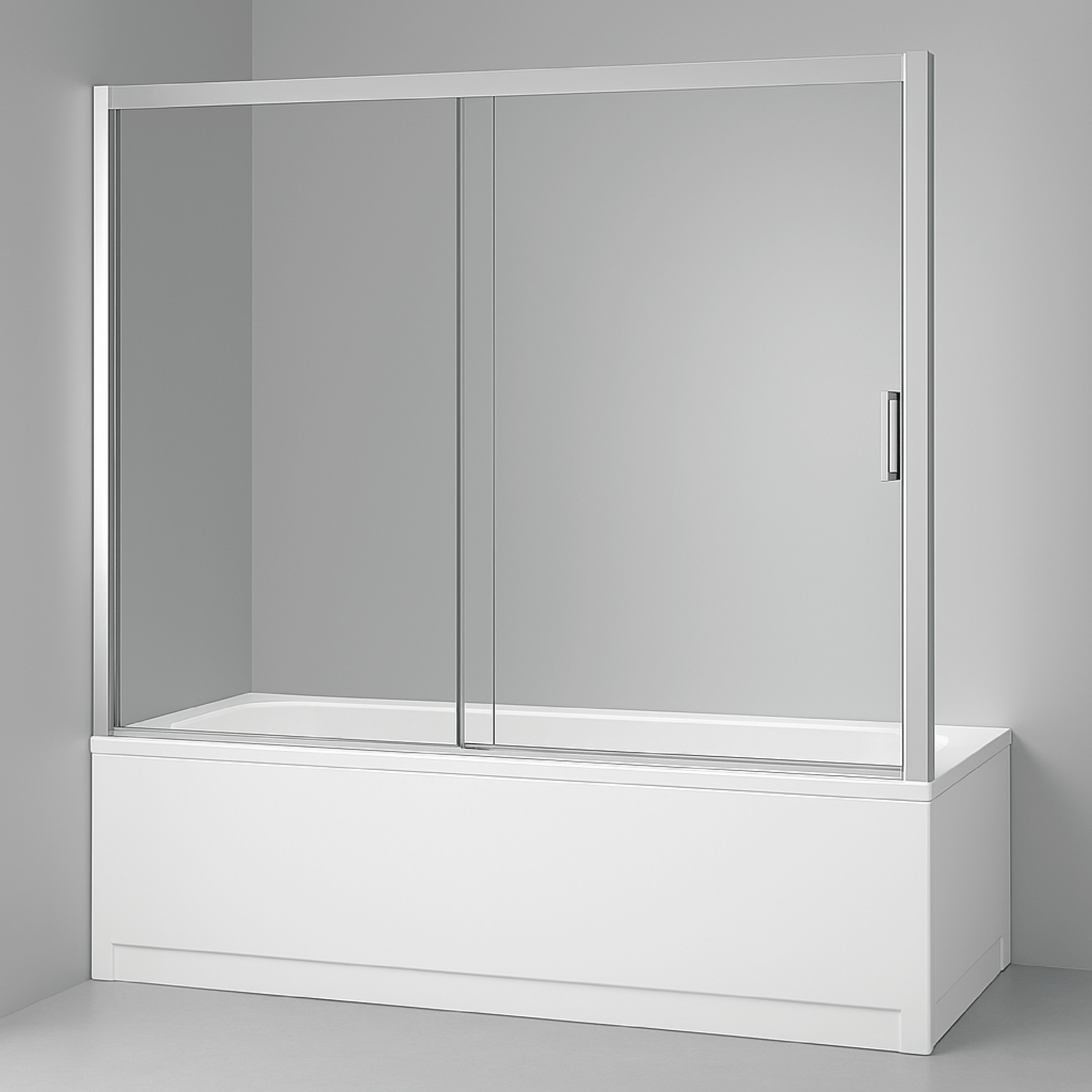 Parete Sopravasca a Nicchia Con Un'Anta Scorrevole 150 Cm Giava Argento Lucido/Vetro Trasparente