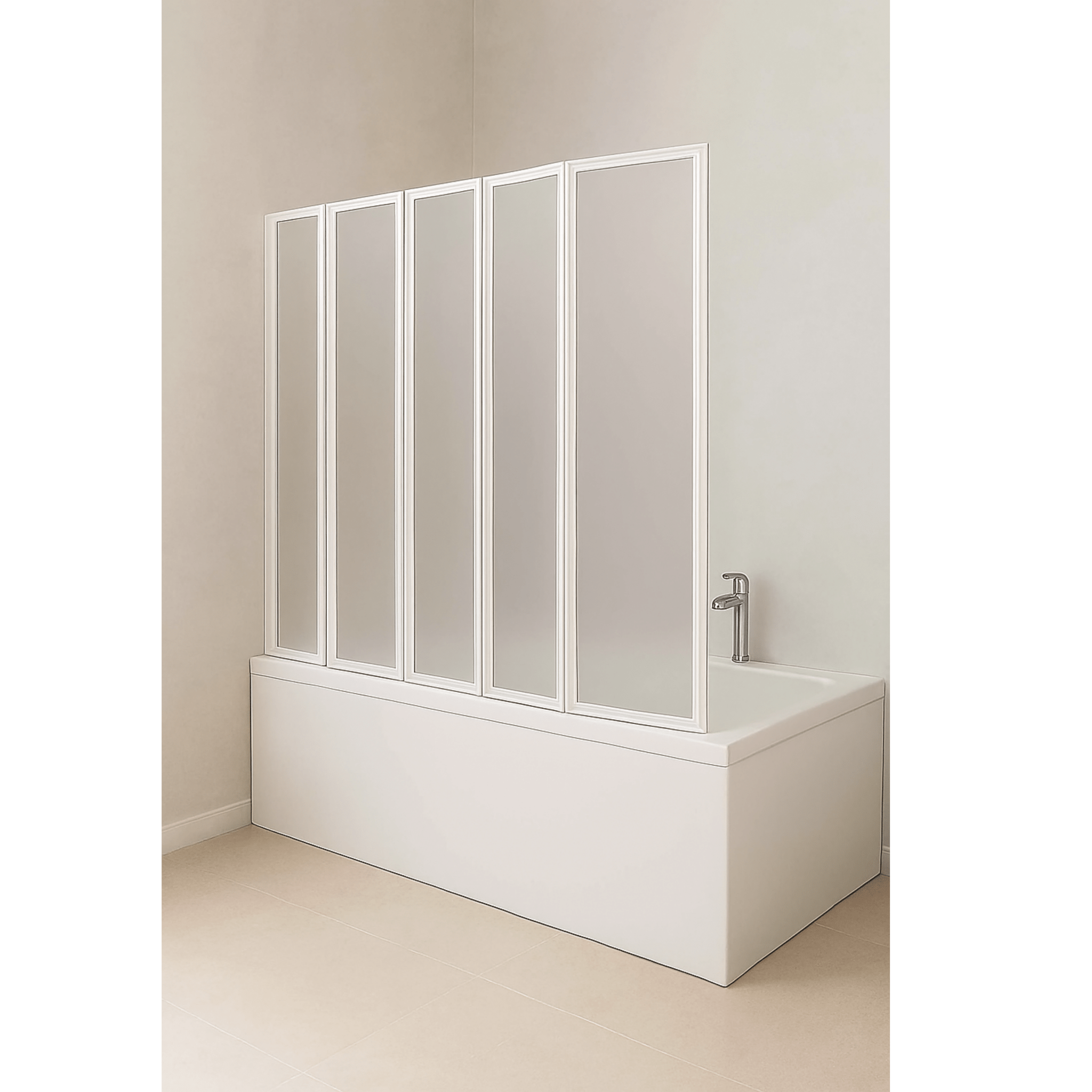 Parete Sopravasca Con 5 Ante Pieghevoli 112 Giava "Sopravasca" Bianco/Acrilico Bollicine