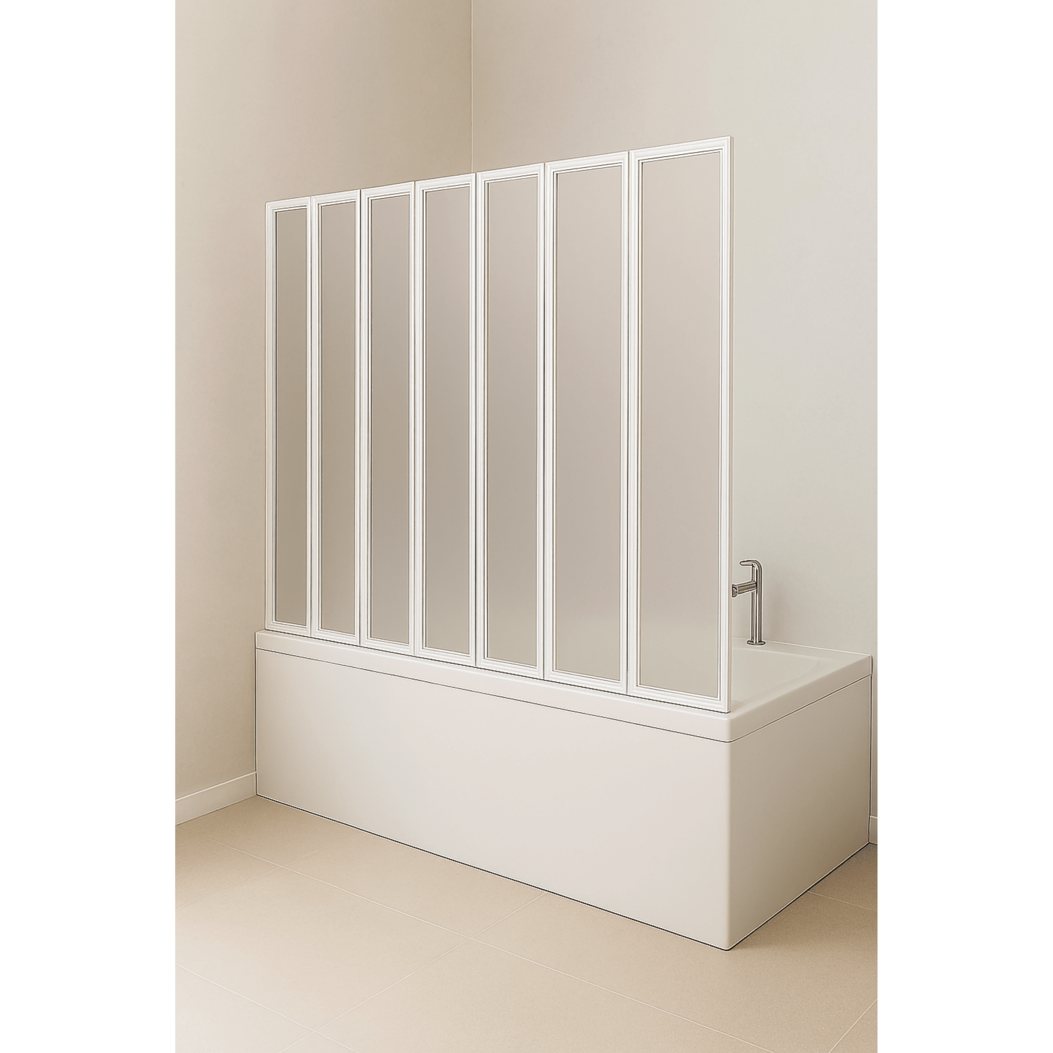 Parete Sopravasca Con 5 Ante Pieghevoli 155 Giava "Sopravasca" Bianco/Acrilico Bollicine