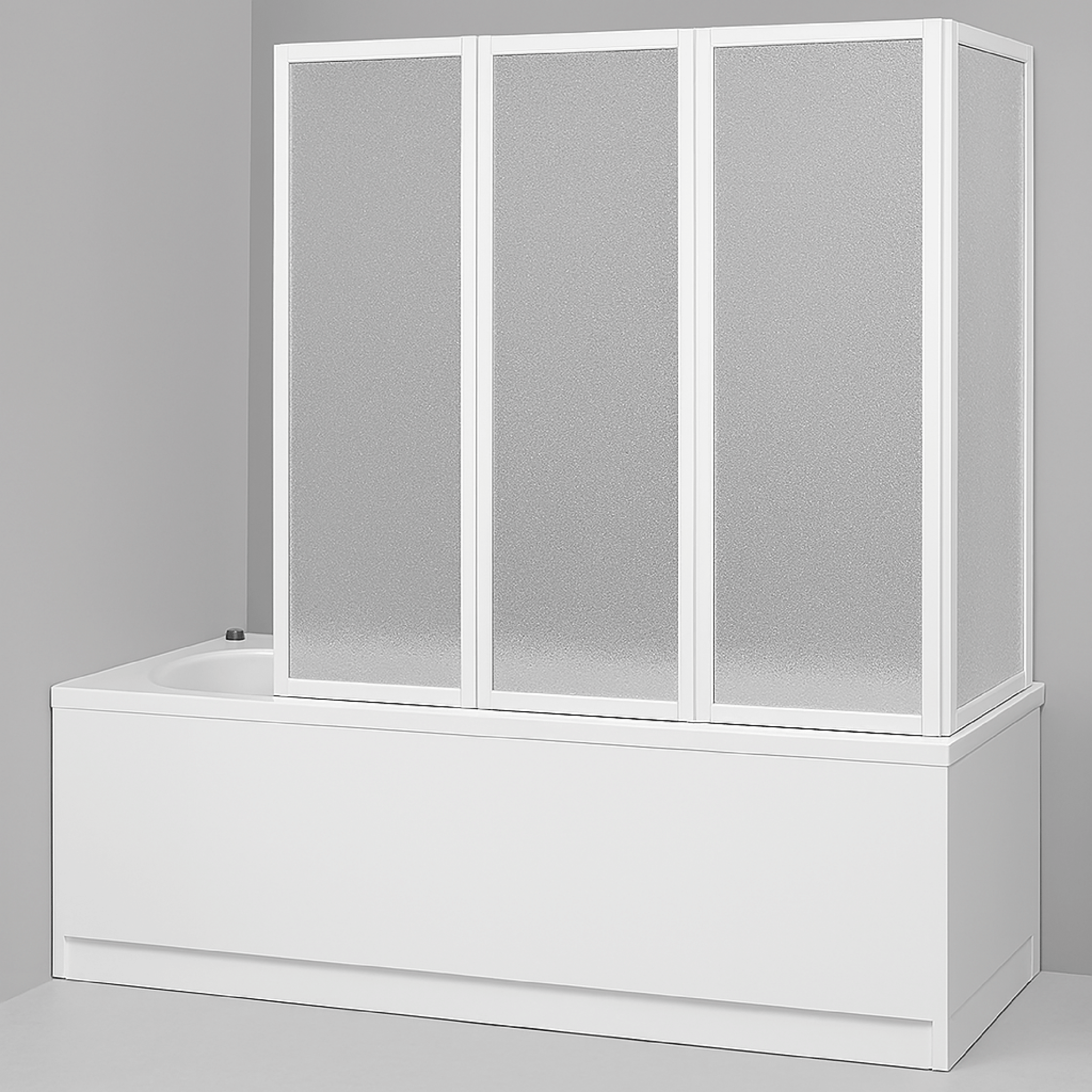 Parete Sopravasca Con Un Lato Fisso e 3 Ante Pieghevoli 133 Giava "Sopravasca" Bianco/Acrilico Bollicine