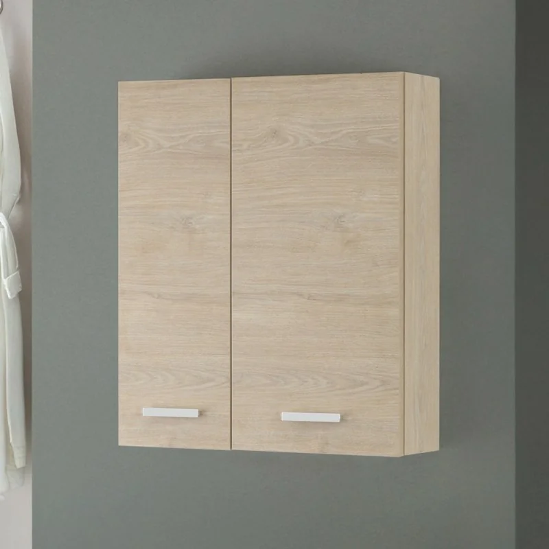 Pensile bagno sospeso 60 cm rovere dolomite con ante e ripiano interno Desya