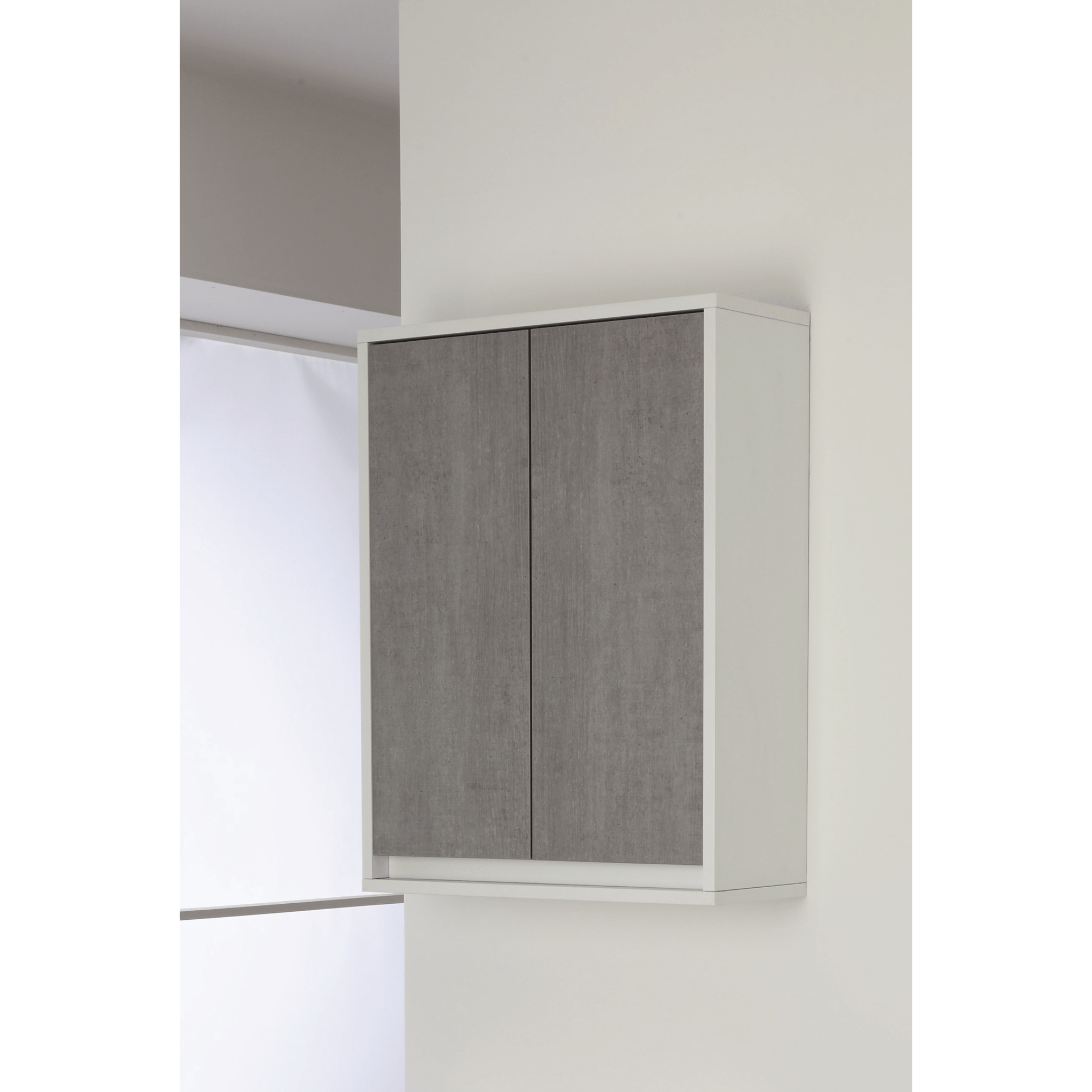 Pensile Portaoggetti 80 Cm Due Ante Feridras "Fabula" Bianco/Cemento