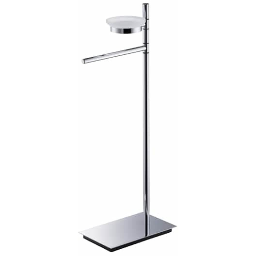 Piantana da bagno con porta salvietta e porta sapone in ottone cromato - Square, Colombo Design