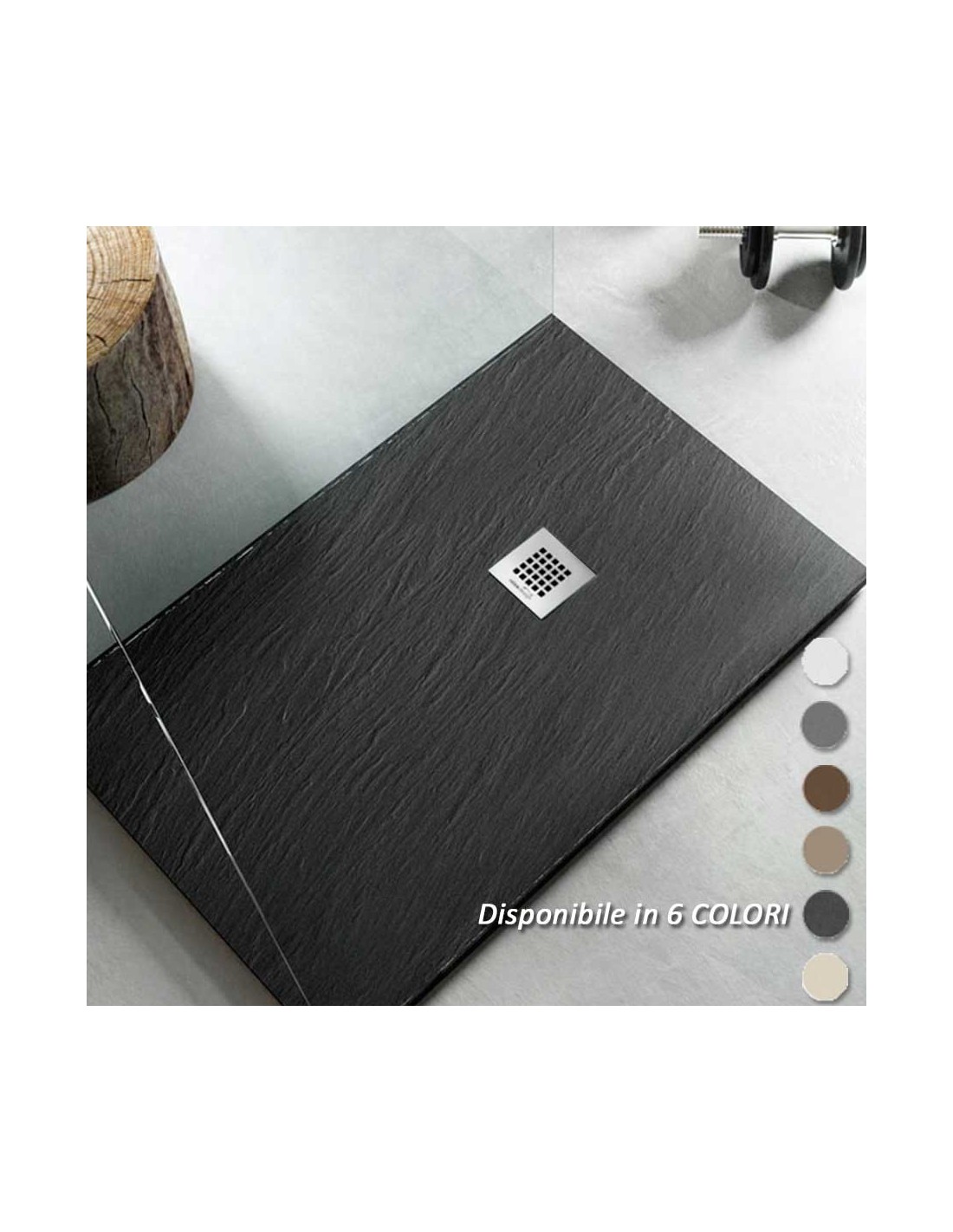 Piatto doccia in resina effetto ardesia 70X115 h 2,5 cm Rocky Easy