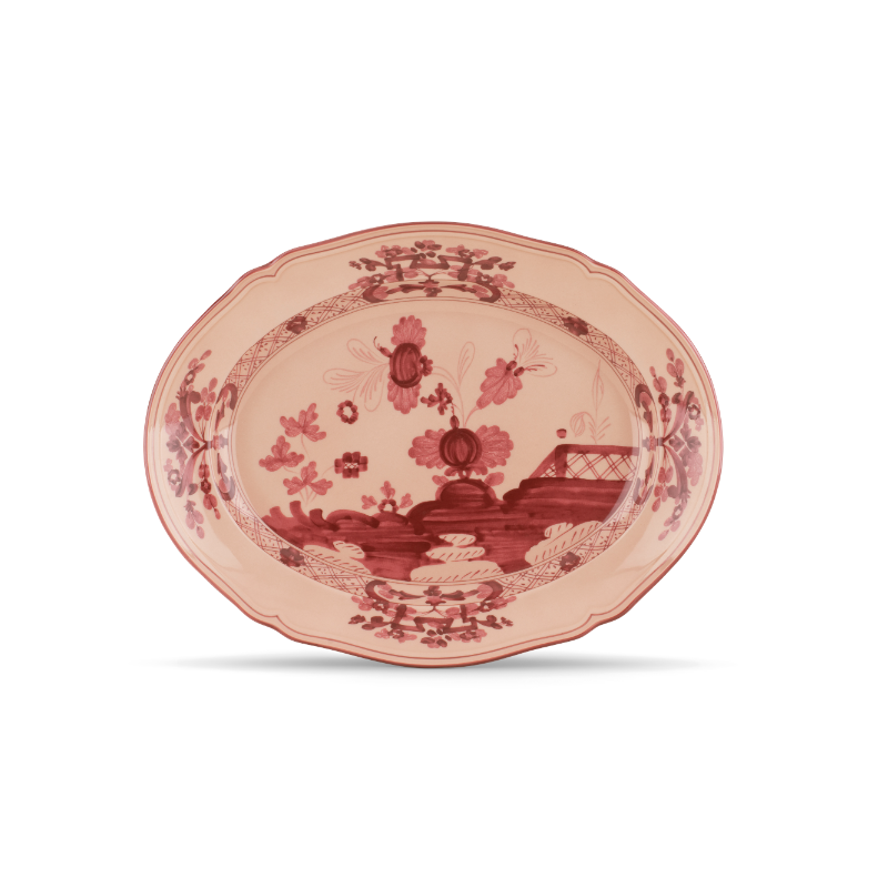 Piatto ovale Ginori 1735 Oriente Italiano vermiglio cm 34