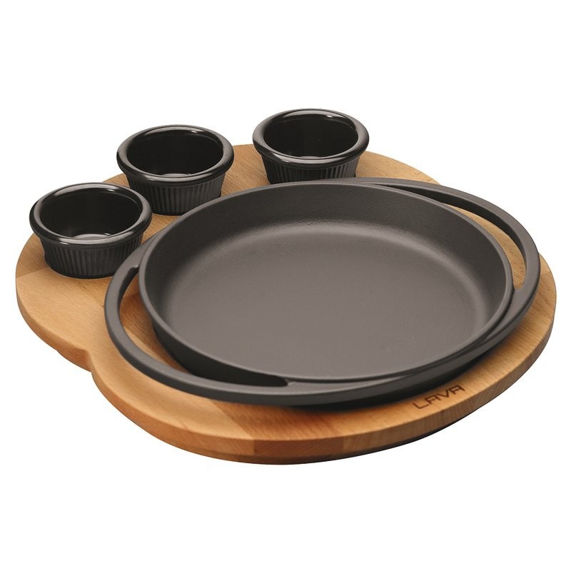 PIATTO TONDO IN GHISA CM 20 CON SUPPORTO IN LEGNO PADERNO