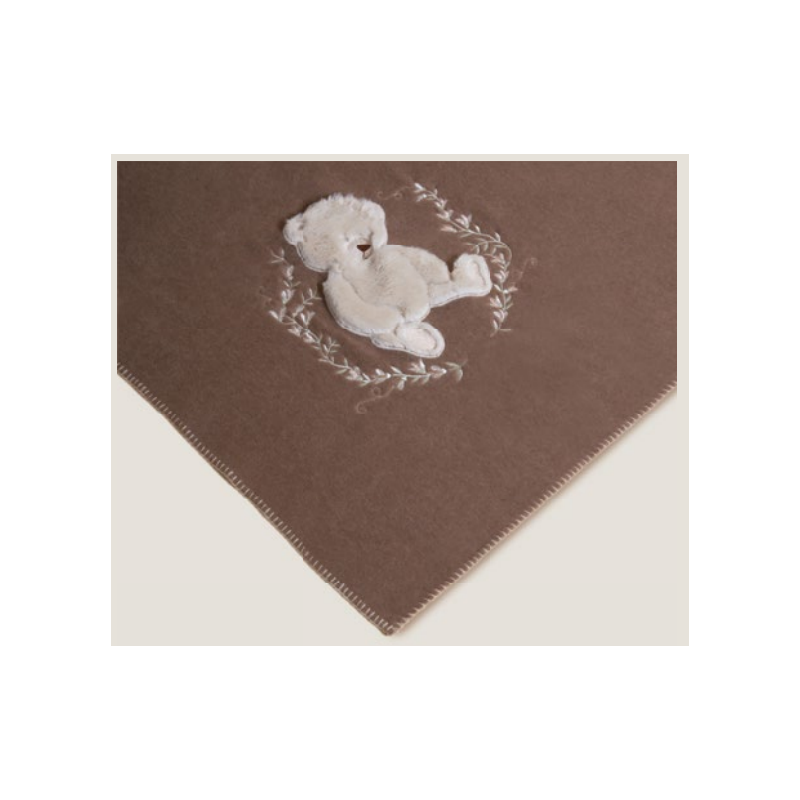 Plaid soft cotton Frati Home disegno Teddy bear cm 130x160 tortora