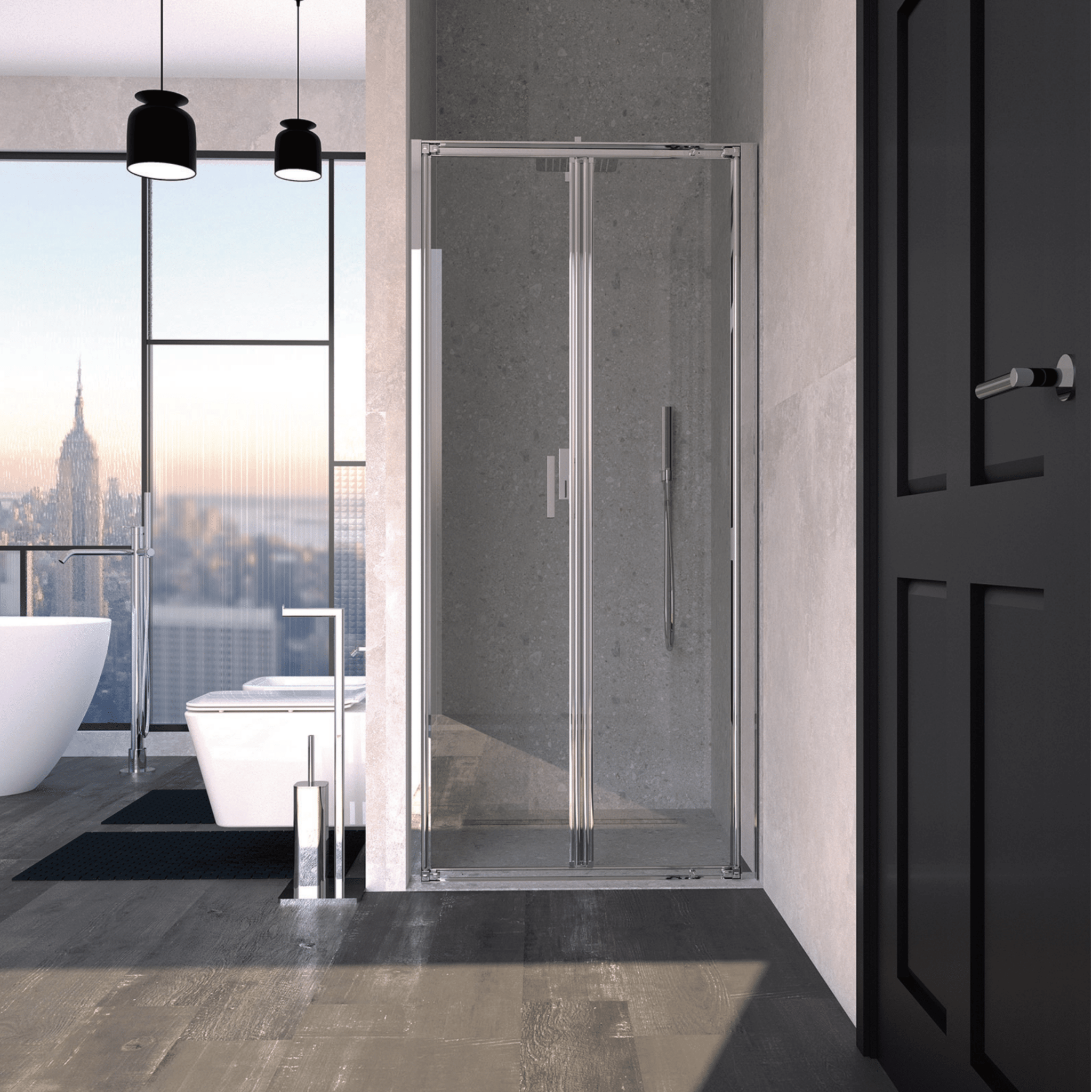 Box Doccia a Soffietto 70 Cm Ercos "Gold" Cromo Lucido/Vetro Trasparente