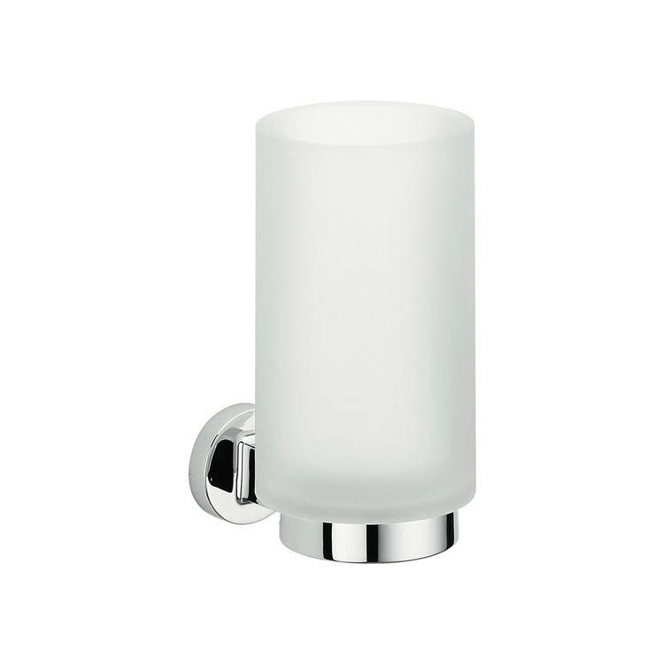 Porta bicchiere rotondo in vetro opaco da muro con finitura cromata - Nordic, Colombo Design