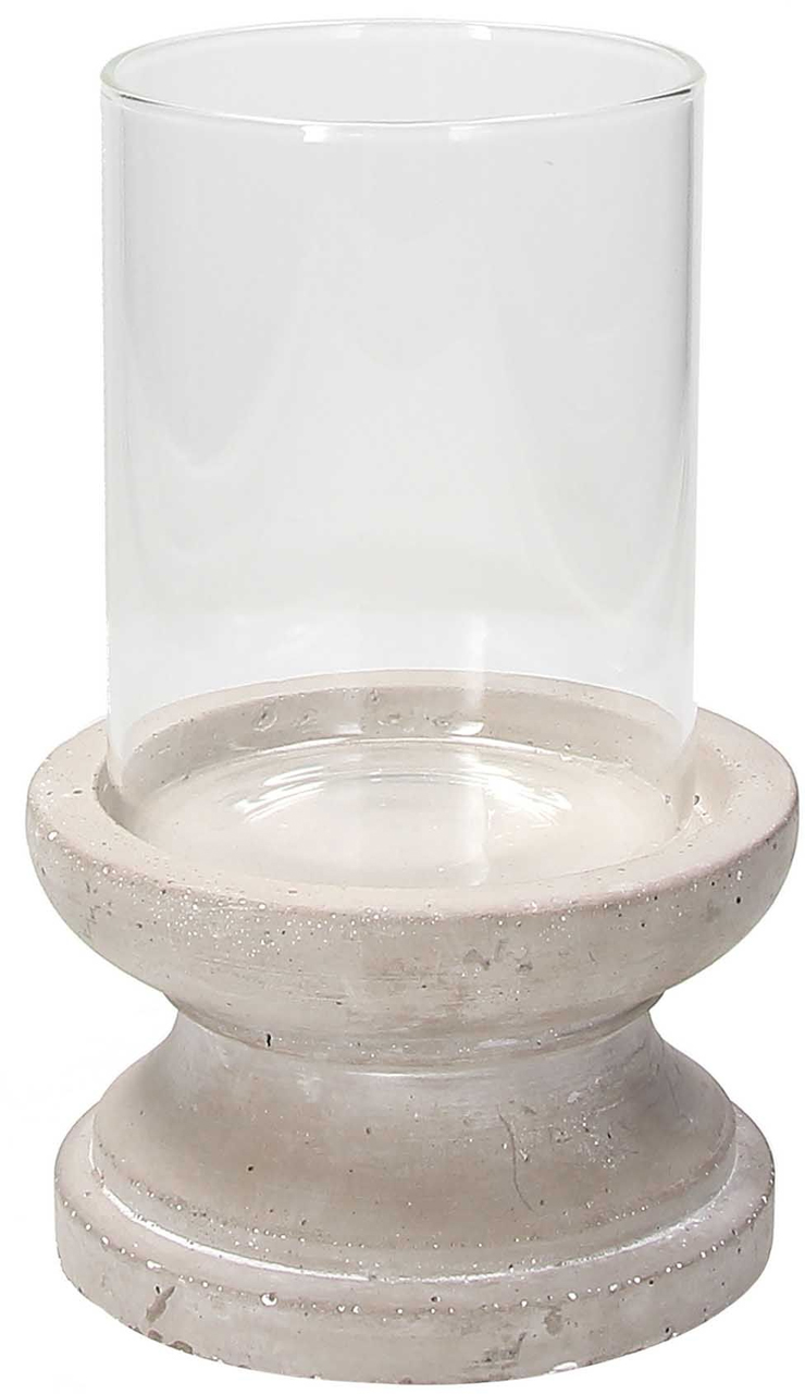 Porta Candela In Cemento Grigio H 19 cm