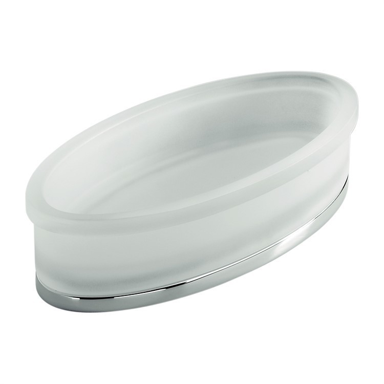 Porta oggetti d'appoggio in vetro opaco e finiture cromate - Land, Colombo Design