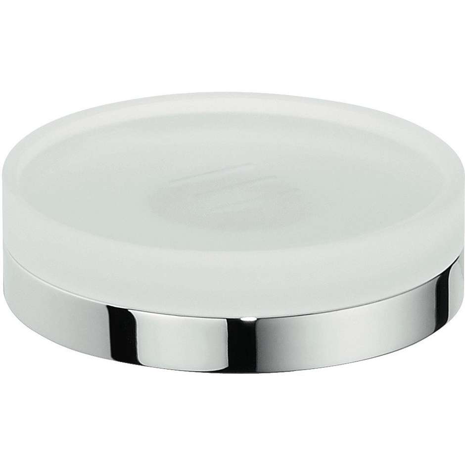 Porta sapone d'appoggio rotondo in vetro opaco e finiture cromate - Nordic, Colombo Design
