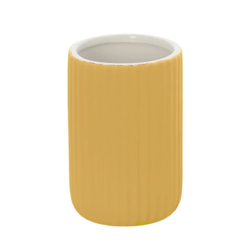Portaspazzolini bagno da appoggio giallo in ceramica soft touch Spring