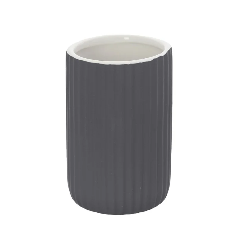 Portaspazzolini bagno d'appoggio grigio in ceramica soft touch Spring